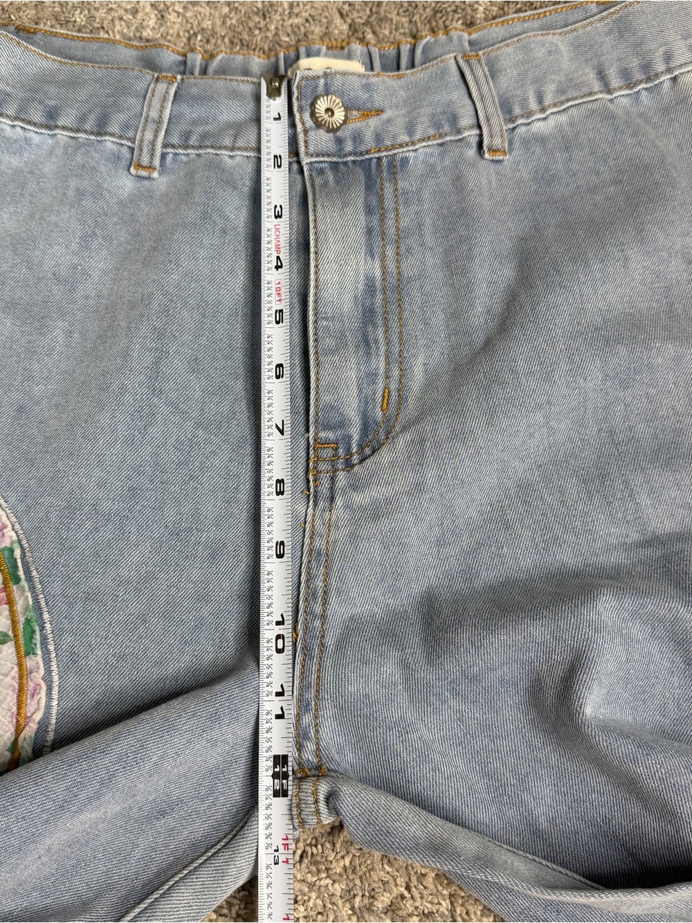 POL Peace Patchwork Light Wash Wide leg Denim Jean pants Medium 70’s hippie boho - Picture 12 of 15